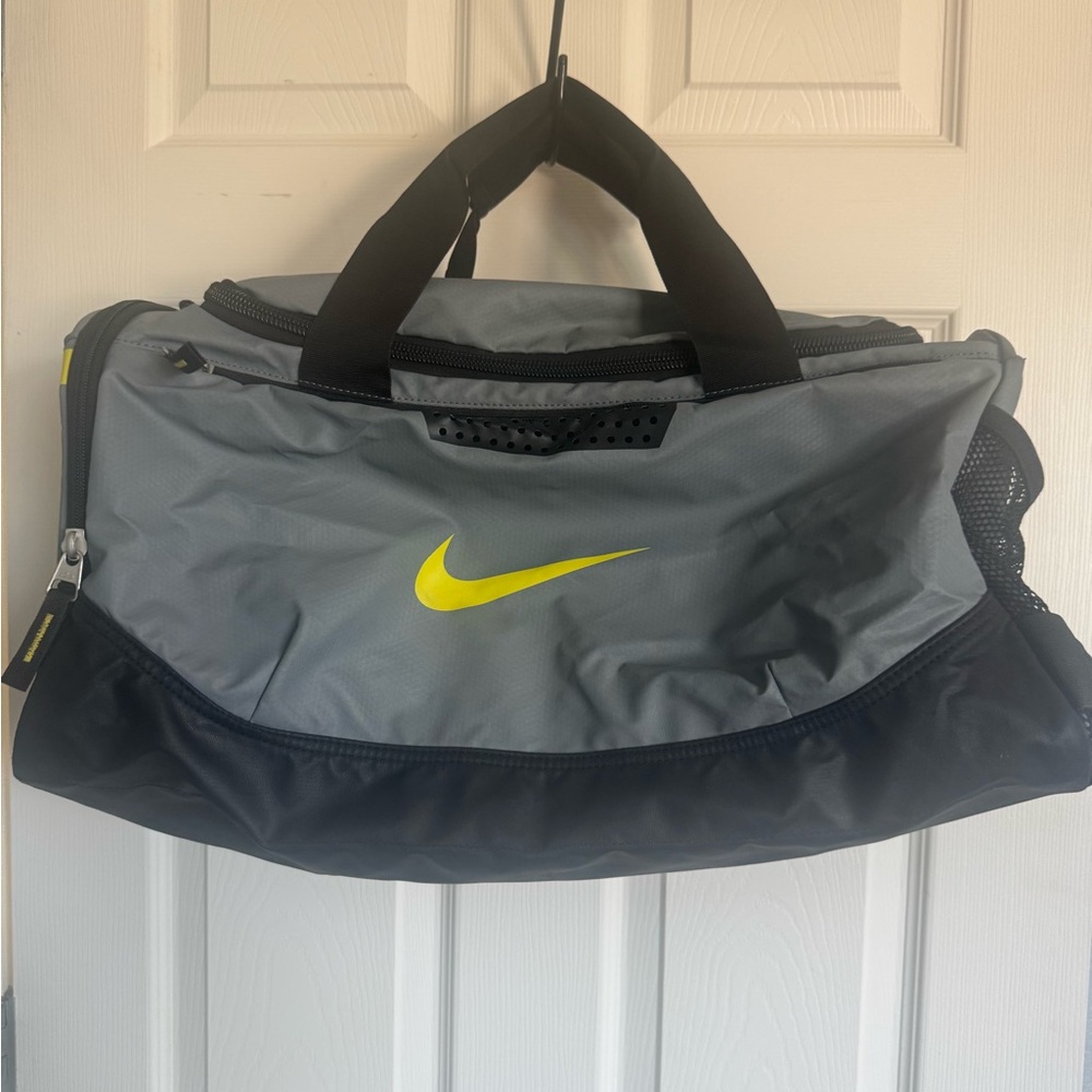 Nike Gray and Black Duffel Bag with Sporty Design